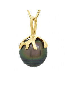 Ethnische Gold Anhänger und Tahiti Pearl Kreis 9 mm - RAPANUI