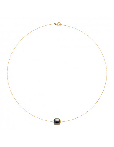 Collier Câble en Or et Perle de Culture de Tahiti Ronde 10 mm - TEORA