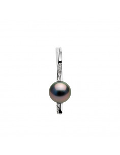 Colgante de oro y diamante con perla redonda de Tahitian 11 mm - Manado