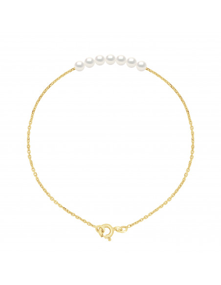 String and gold bracelet with 7 round pearls - 4 colors - Mina