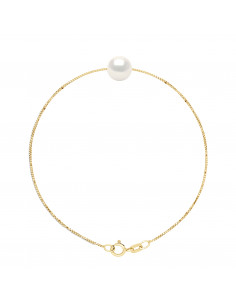 Bracelet Chaîne en Or et Perle de Culture Ronde 8 mm - EVA