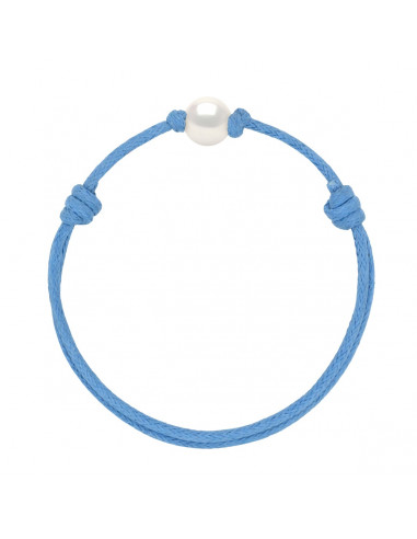 Bracelet Lien Coulissant Perle de Culture Blanche 9 mm - 12 Coloris de Cordon - ANA