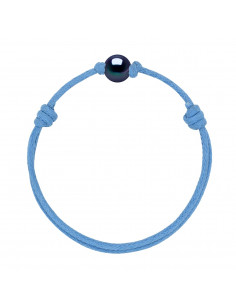 Bracelet Lien Coulissant Perle de Culture Noire 9 mm - 12 Coloris de Cordon - MARY