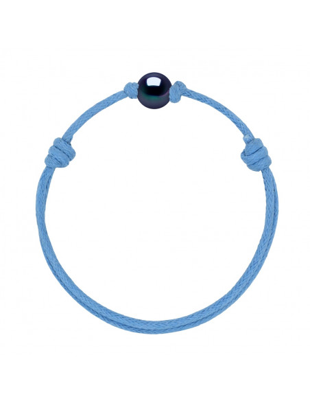 Bracelet Lien Coulissant Perle de Culture Noire 9 mm - 12 Coloris de Cordon - MARY