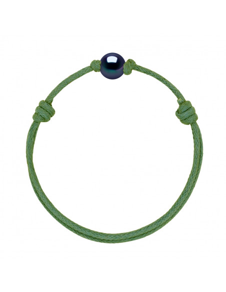 Bracelet Lien Coulissant Perle de Culture Noire 9 mm - 12 Coloris de Cordon - MARY