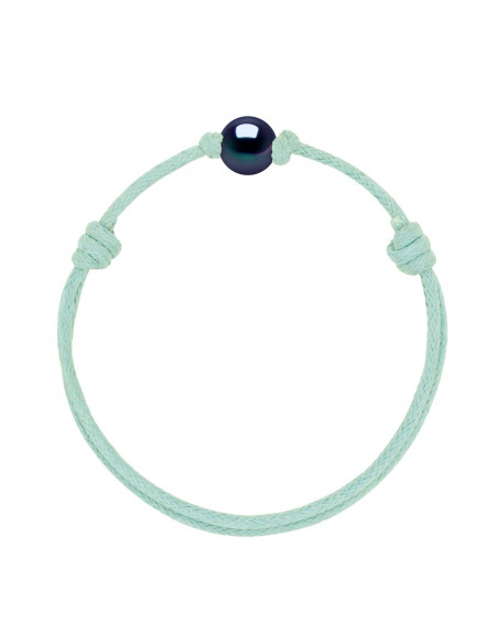 Bracelet Lien Coulissant Perle de Culture Noire 9 mm - 12 Coloris de Cordon - MARY