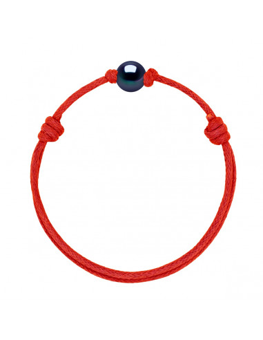 Bracelet Lien Coulissant Perle de Culture Noire 9 mm - 12 Coloris de Cordon - MARY