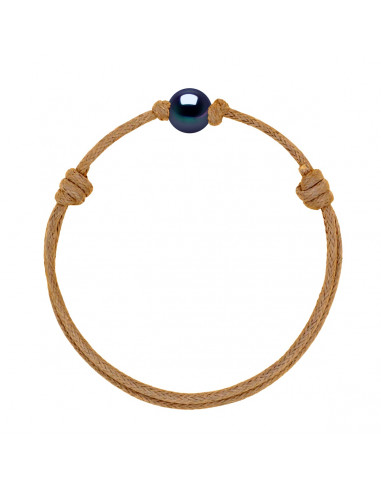 Bracelet Lien Coulissant Perle de Culture Noire 9 mm - 12 Coloris de Cordon - MARY