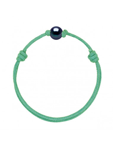 Bracelet Lien Coulissant Perle de Culture Noire 9 mm - 12 Coloris de Cordon - MARY