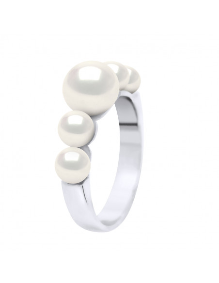 Bague Perles de Culture Rondes 4 et 7 mm - 3 Coloris - Argent 925 - ROSY