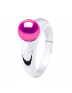 Bague Jonc et Perle de Culture Ronde 8 mm en Argent 925 - 3 Coloris - NATACHA