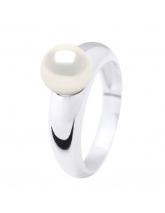 Bague Jonc et Perle de Culture Ronde 8 mm en Argent 925 - 2 Coloris - NATACHA