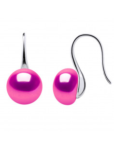 Crochet d'Oreilles en Argent 925 et Perles de Culture Boutons 9 mm - 6 Coloris - TESSA