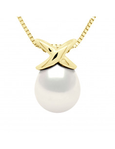 Gold node necklace with 8 mm culture pearl - Angele