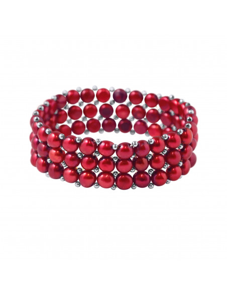Bracelet 3 Rangs Perles de Culture 4 mm - 5 Coloris - LENA