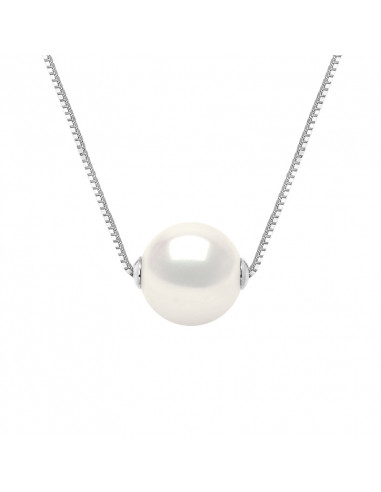 Collier Chaîne en Or et Perle de Culture Ronde 9 mm - 2 Coloris - ANIKA