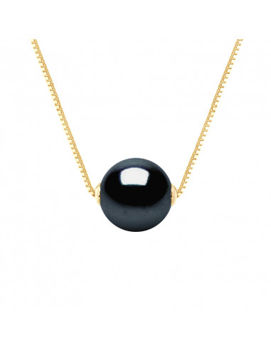 Collier Chaîne en Or et Perle de Culture Ronde 9 mm - 2 Coloris - ANIKA