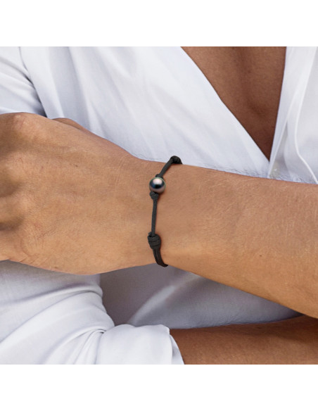 Bracelet Lien Ajustable Perle de Tahiti Ronde 10-11 mm - 5 Coloris de Cordons - FANOE