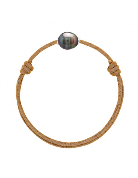 Bracelet Lien LUXE en Argent 925 et Perle de Tahiti Cerclée 10 mm - Plusieurs Coloris - TEAHEA