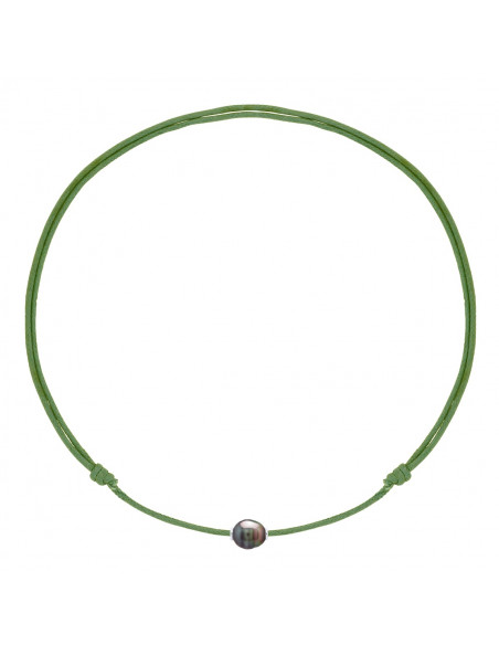 925 Silver Luxury Link Necklace and Tahiti Bead 10 mm - 5 Cord Colors - Teahea