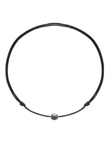 925 Silver Luxury Link Necklace and Tahiti Bead 10 mm - 5 Cord Colors - Teahea