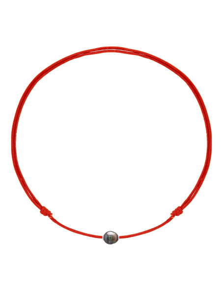 925 Silver Luxury Link Necklace and Tahiti Bead 10 mm - 5 Cord Colors - Teahea