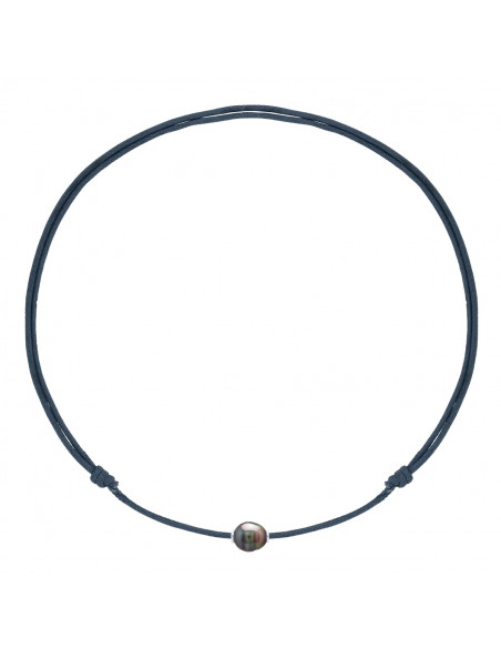925 Silver Luxury Link Necklace and Tahiti Bead 10 mm - 5 Cord Colors - Teahea