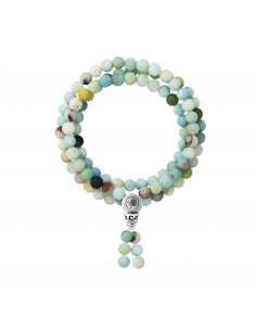 Bracelet Tibétain Triple Rang en Amazonite - Fermoir Argent 925 - OYA