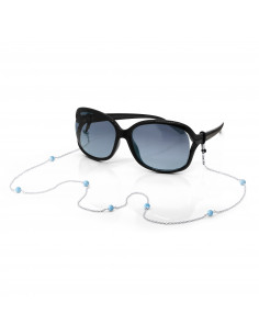 Chaîne de Lunettes, Porte masque en Argent 925 et Aigue Marine Bleue - ANALYSA