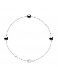 Bracelet 3 Perles de Culture Rondes 5 mm en Argent 925 - 2 Coloris - ROMY