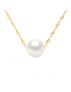 Collier Chaîne en Or et Perle de Culture Ronde 9 mm - ALICIA