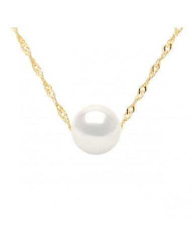 Collier Chaîne en Or et Perle de Culture Ronde 9 mm - ALICIA
