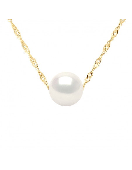 Collier Chaîne en Or et Perle de Culture Ronde 9 mm - ALICIA