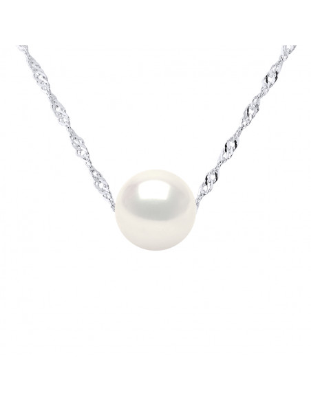 Collier Chaîne en Or et Perle de Culture Ronde 9 mm - ALICIA