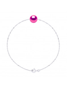 Bracelet Chaîne Singapour et Perle Ronde 7 mm en Argent 925 - 7 Coloris - JADA
