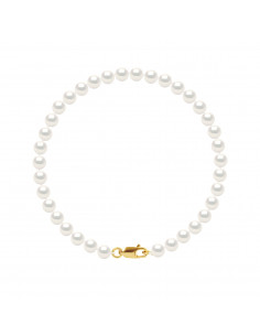 Bracelet Fermoir Mousqueton en Or et Perles de Culture Rondes 5 mm - 2 Coloris - KATE
