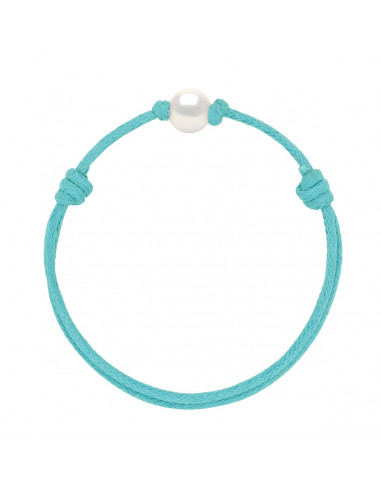Bracelet Lien Coulissant Perle de Culture Blanche 9 mm - 12 Coloris de Cordon - ANA