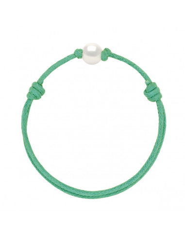 Bracelet Lien Coulissant Perle de Culture Blanche 9 mm - 12 Coloris de Cordon - ANA