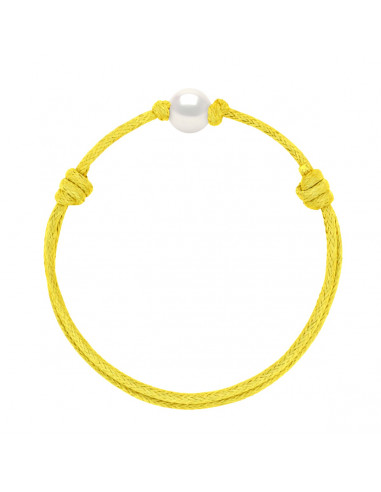 Bracelet Lien Coulissant Perle de Culture Blanche 9 mm - 12 Coloris de Cordon - ANA