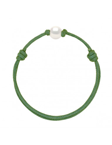 Bracelet Lien Coulissant Perle de Culture Blanche 9 mm - 12 Coloris de Cordon - ANA