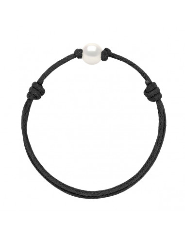 Bracelet Lien Coulissant Perle de Culture Blanche 9 mm - 12 Coloris de Cordon - ANA