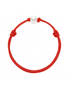 Bracelet Lien Coulissant Perle de Culture Blanche 9 mm - 12 Coloris de Cordon - ANA