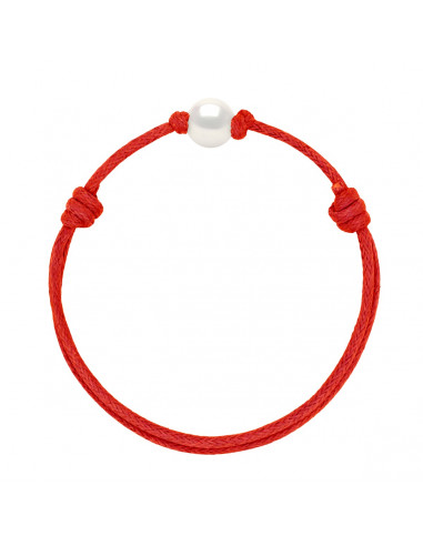 Bracelet Lien Coulissant Perle de Culture Blanche 9 mm - 12 Coloris de Cordon - ANA