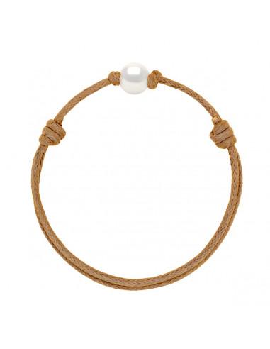 Bracelet Lien Coulissant Perle de Culture Blanche 9 mm - 12 Coloris de Cordon - ANA