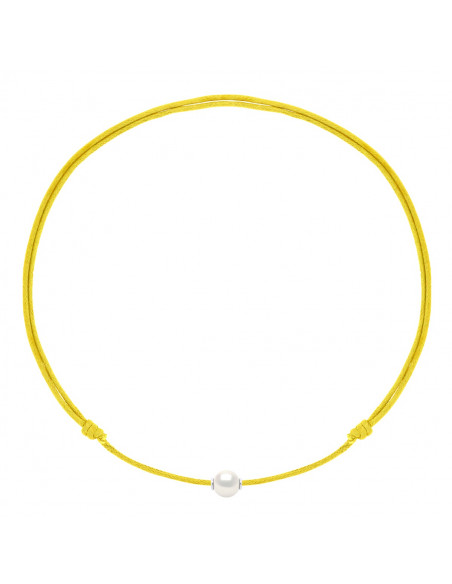Collier Lien LUXE Coulissant Perle de Culture Blanche 9 mm - 9 Coloris de Cordon - ONA