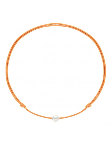 Collier Lien LUXE Coulissant Perle de Culture Blanche 9 mm - 9 Coloris de Cordon - ONA