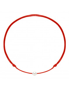Collier Lien LUXE Coulissant Perle de Culture Blanche 9 mm - 9 Coloris de Cordon - ONA