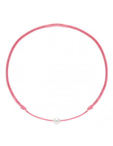 Collier Lien LUXE Coulissant Perle de Culture Blanche 9 mm - 9 Coloris de Cordon - ONA