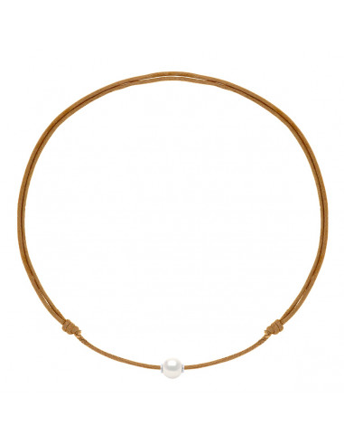 Collier Lien LUXE Coulissant Perle de Culture Blanche 9 mm - 9 Coloris de Cordon - ONA