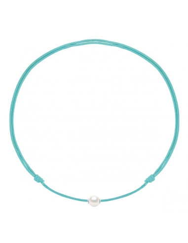 Collier Lien LUXE Coulissant Perle de Culture Blanche 9 mm - 9 Coloris de Cordon - ONA